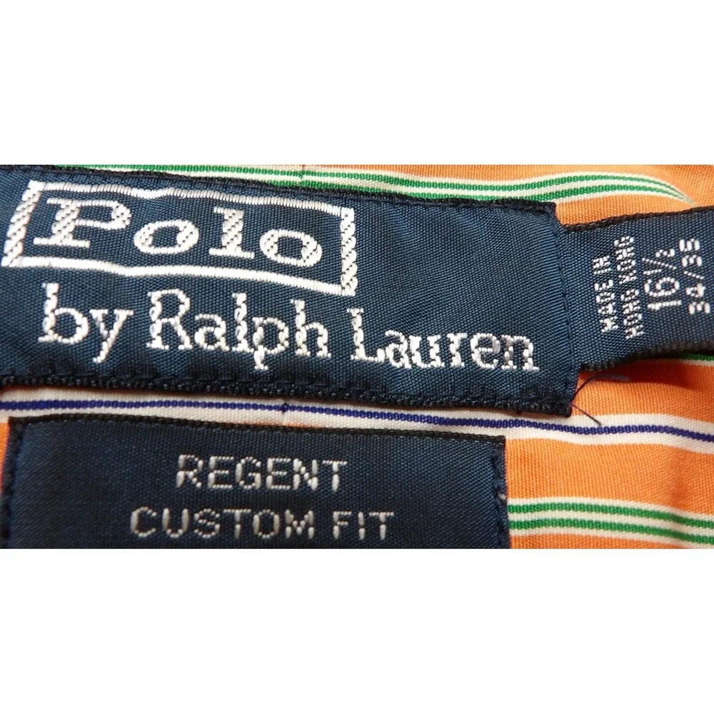 VTG Polo Ralph Lauren Regent Custom Fit Dress Shirt Cotton Men 16.5 34/35 Orange